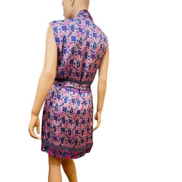 NWT Zara Paisley Printed Wrap Mini Dress Lapel Collar Sz L 100% Viscose - Picture 12 of 16